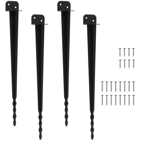 Wolketon Supporto da infissione 4 pz, 700 mm, 55 mm, verniciato a polvere, per pali in legno, recinzione e giardino