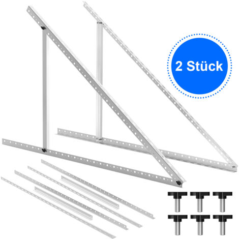 Wolketon Supporto per pannello solare fino a 104 cm  PV Flat Roof  Regolabile da 0 a 90 °  Pacchetto di 2