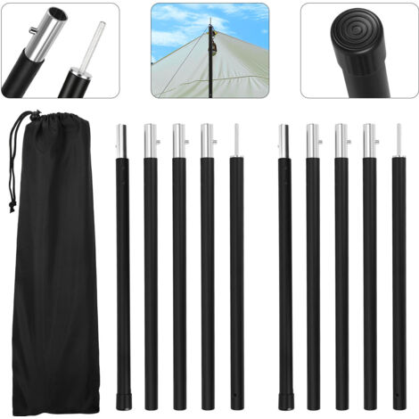 Wolketon Tettuccio per tenda da esterno in alluminio 2 m Argento, 2 pezzi, con borsa per il trasporto, ideale per campeggio Argento