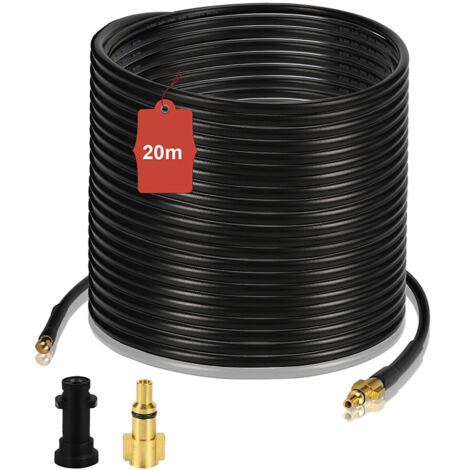 Wolketon Tuyau de débouchage 20m 180Bar avec buse cuivre 4 jets arrière et raccord M22