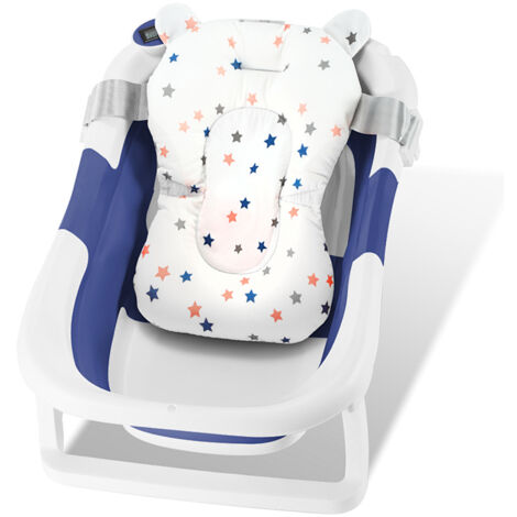 Wolketon Vaschetta per bambini pieghevole con termometro e cuscino da bagno – vaschetta pieghevole (Blu)