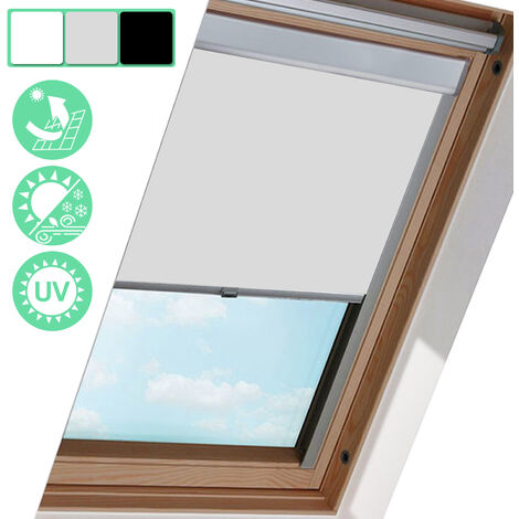 Wolketon Dachfenster Rollo Verdunkelungsrollo & Dachfenster Thermo VELUX Hitzeschutz Schwarz F04 / für