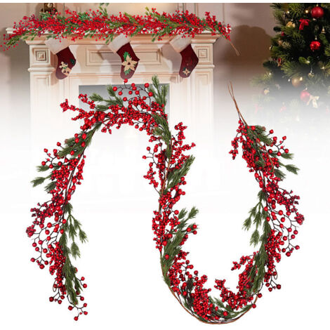 Wolketon Weihnachtsgirlande künstlich - Beerengirlande- 180cm - Beeren- Weihnachtsgirlande - Weihnachstdeko