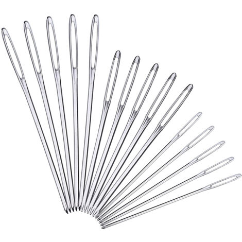 Wollnadeln mit großem Öhr, Stahl, zum Nähen und für Woll-/Lederprojekte - Set mit 9 Stück (5,2 cm, 6 cm, 7 cm)