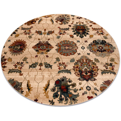 Wollteppich SUPERIOR Kreis LATICA creme beige rund 135 cm