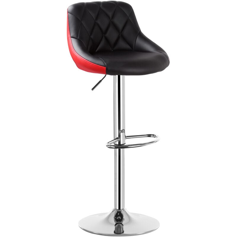 Woltu - 1 Pcs Bar Stools Faux Leather Kitchen Stools Barstools Seat Adjust 60-82Cm Black+Red - Black+Red