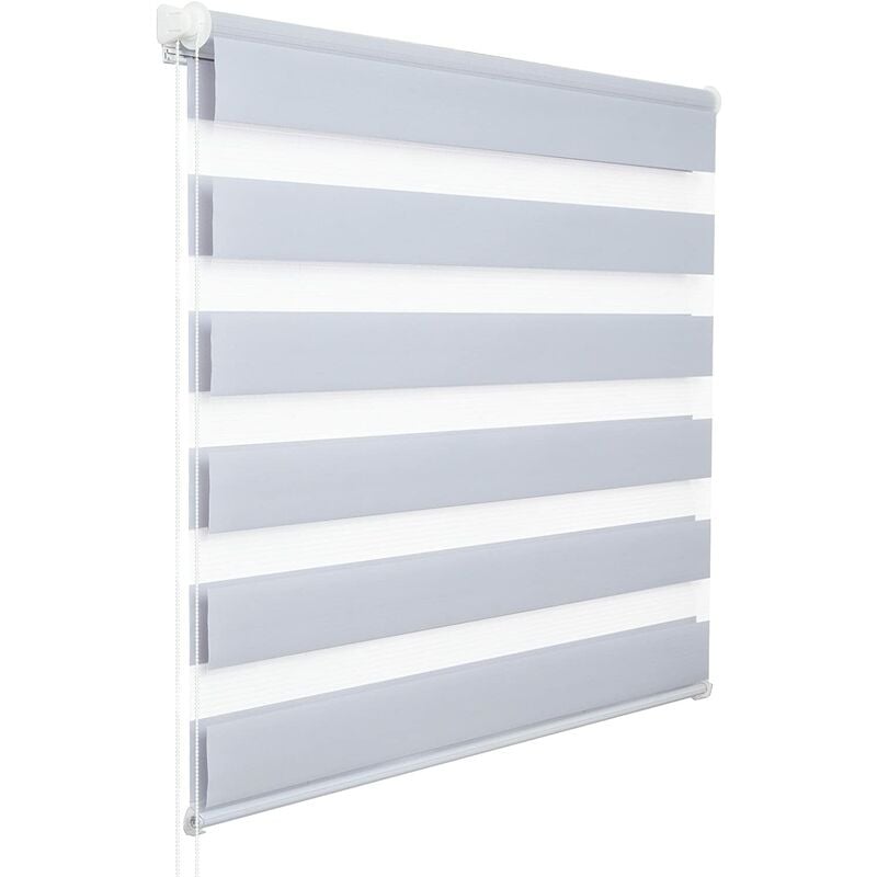 Woltu - 1 pièce Store Enrouleur Double, Fixation Rapide sans perçage, Isolant Thermique, 70x150cm, Gris VH5519gr