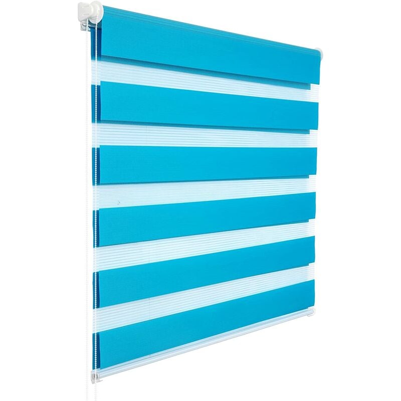 WOLTU 1 pièce Store Enrouleur Double, Fixation Rapide sans perçage, Isolant Thermique, 60x150cm, Turquoise DR5518ts