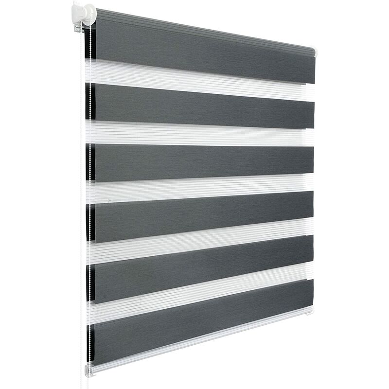 WOLTU 1 pièce Store Enrouleur Double, Fixation Rapide sans perçage, Isolant Thermique, 65x150cm, Gris Foncé DR5549dgr