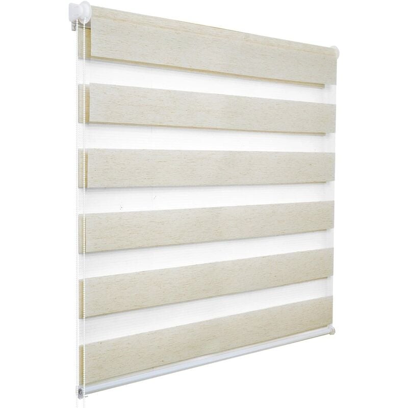 Woltu - 1 pièce Store Enrouleur Double, Fixation Rapide sans perçage, Isolant Thermique, 55x150cm, Hêtre VH5525bu