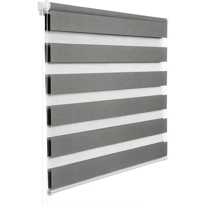 WOLTU 1 pièce Store Enrouleur Double, Fixation Rapide sans perçage, Isolant Thermique, 70x150cm, Gris Aspect Bois DR5519hogr