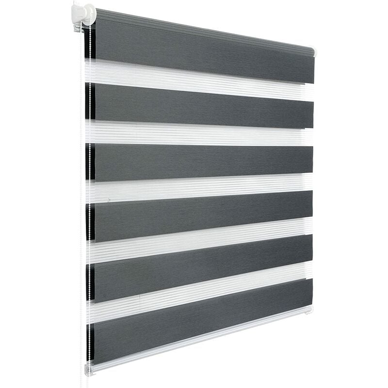 Woltu - 1 pièce Store Enrouleur Double, Fixation Rapide sans perçage, Isolant Thermique, 75x150cm, Gris Foncé DR5550dgr