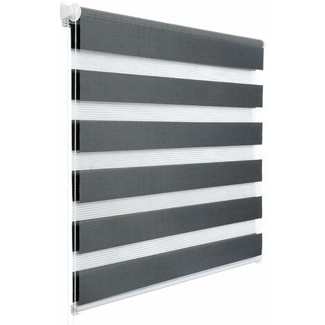 WOLTU 1 pièce Store Enrouleur Double Fixation Rapide sans perçage, 70x120cm, Store Jour et Nuit Isolant Thermique, Gris Foncé
