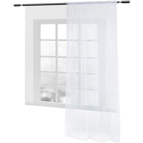 Définissez 2 rideaux gris transparents avec des passants en ruban bouclé dans différentes tailles