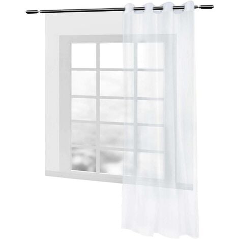WOLTU 1 Pz Voile Tenda Trasparente Drappeggio con Occhielli Decorazione Finestra Bianco 140x175cm ,Tenda senza cinghie