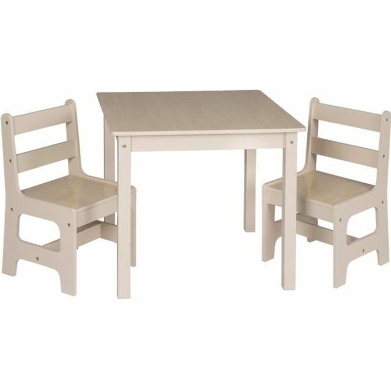 1 table et 2 chaises enfant en mdf.60x60x55cm. nature - woltu
