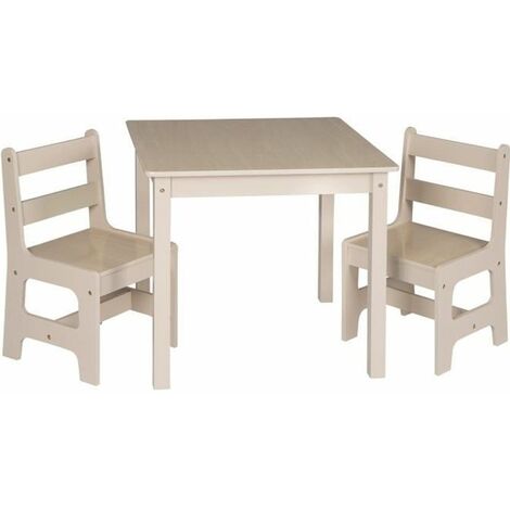 WOLTU 1 Table et 2 Chaises Enfant en MDF.60X60X55cm. Nature