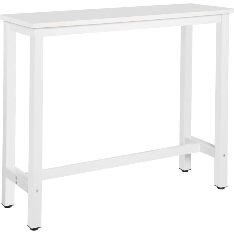 Woltu - Table de bar Table de bistrot, Table à manger, Structure en métal, Plateau en bois massif, 120x40x100 cm, Blanc