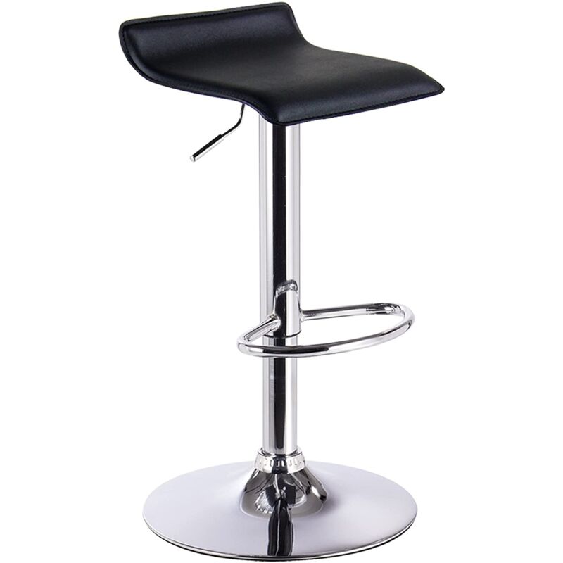 1 x Tabouret de Bar en Similicuir, Tabouret bar réglable en Hauteur, Noir - Woltu