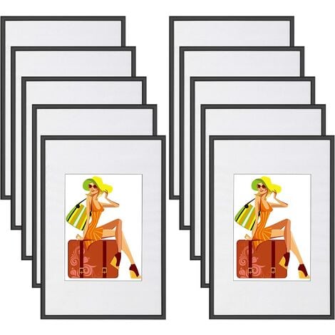 WOLTU 10x Cadre Photo 15x20cm en Plastique pour Chambre/Bureau/Salle d'étude, Noir