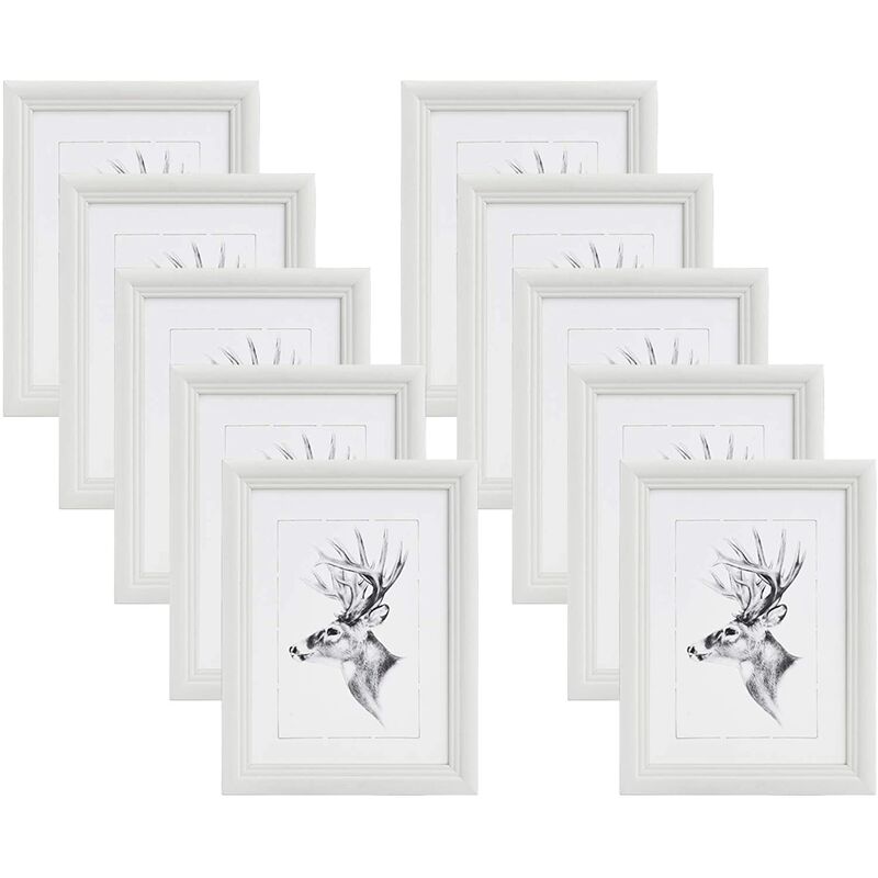 10x Cadre Photo 30x40cm Cadre en Bois et Verre décoration Maison Artos Style Blanc - Woltu