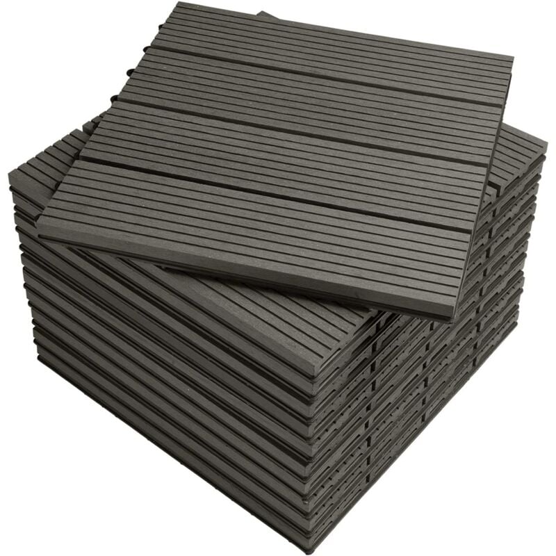 Woltu - 11x wpc Decking Tiles Garden Patio Balcony Interlocking Composite Decking Floor Grey