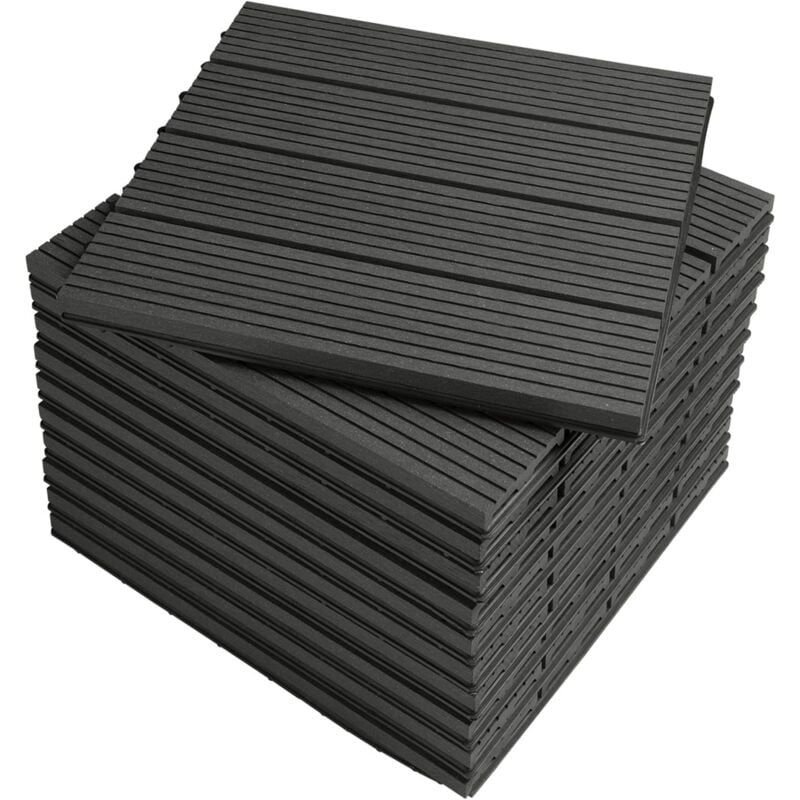 Woltu - 11x wpc Decking Tiles Garden Patio Balcony Interlocking Composite Decking Floor Anthracite