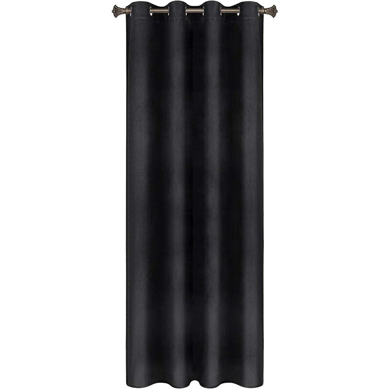 Woltu - 1PC Rideau Occultant avec œillets Rideaux en Velours de 300 g/m² Tombé Lourd de Fenêtre Thermique, 140x225 cm Noir
