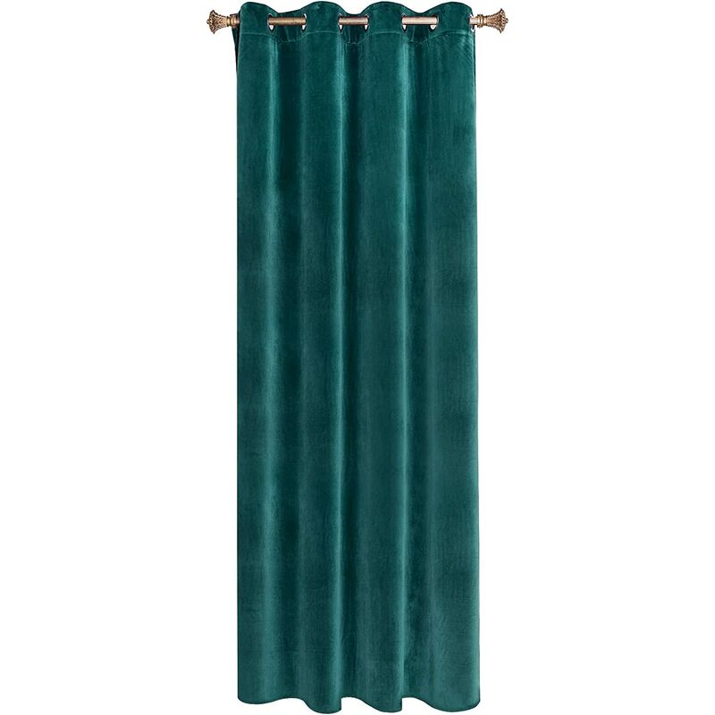 Woltu - 1PC Rideau Occultant avec œillets Rideaux en Velours de 300 g/m² Tombé Lourd de Fenêtre Thermique, 140x270 cm Vert foncé