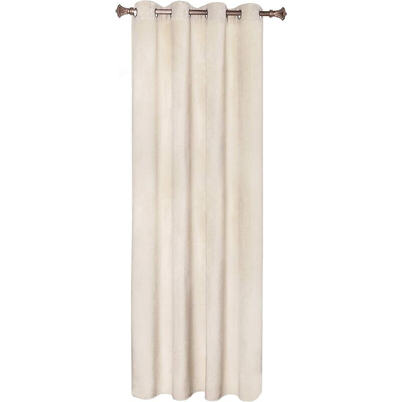 Woltu - 1PC Rideau Occultant avec œillets Rideaux en Velours de 300 g/m² Tombé Lourd de Fenêtre Thermique, 140x270 cm Beige