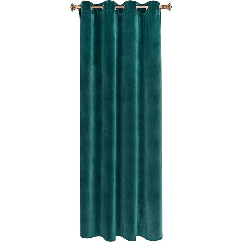 Woltu - 1PC Rideau Occultant avec œillets Rideaux en Velours de 300 g/m² Tombé Lourd de Fenêtre Thermique, 140x245 cm Vert foncé