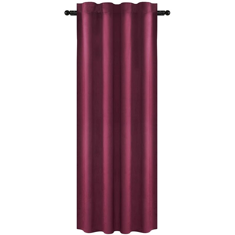 1PC Rideau Occultant avec Ruban Transparent Woltu Rideaux en Velours de Tombé Lourd de Fenêtre Thermique, Bordeaux, 140x225cm