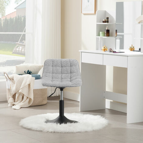 WOLTU 1x Barhocker Barstuhl 360° drehstuhl höhenverstellbare Schminkhocker mit Rückenlehne Bürohocker Arbeitshocker aus bequemer Chenille, Metall, Grau