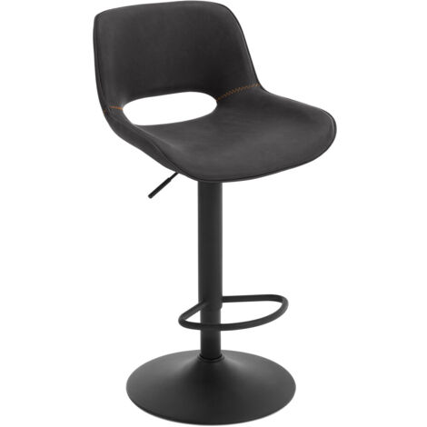WOLTU 1x Barhocker Barstuhl mit Rückenlehne Fußstütze Tresenhocker Bistrohocker höhenverstellbar 360° Drehstuhl aus Kunstleder Metall Anthrazit