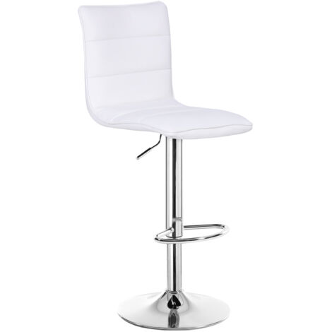 WOLTU 1x Barhocker, Barstuhl mit Rückenlehne und Fußstütze, Drehbare Thekenhocker, Höhenverstellung, Bistrohocker aus Kunstleder, für Küche Esszimmer Bar Salon, Weiß