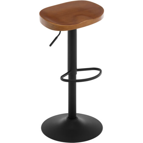WOLTU 1x Barhocker, Höhenverstellbar 360° Drehbar, Hocker mit Sattelsitz Fußstütze, Drehhocker aus Massivholz Metall, Schminkhocker Arbeitshocker, Braun