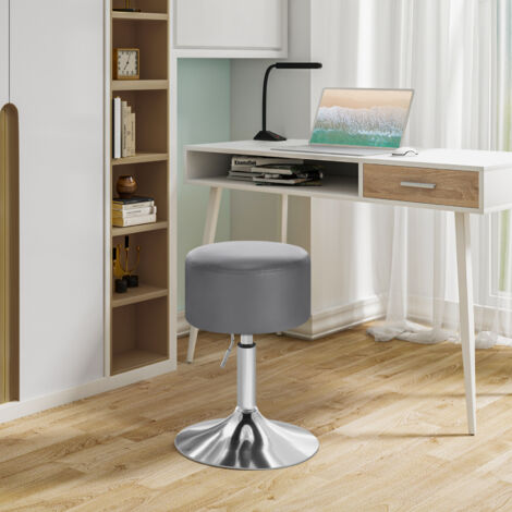 WOLTU 1x Barhocker, Schminkhocker Höhenverstellung, Barstühle rund, 360° Drehbar Bürohocker, gepolstert Kunstleder, für Küchen Bar, Grau