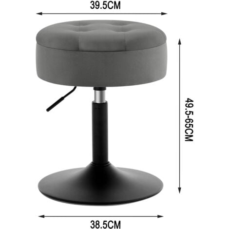 WOLTU 1x Barhocker Sitzhocker mit Stauraum, Arbeitshocker höhenverstellbar, niedriger Bürohocker aus Samt, Metallgestell, für Bar Bistro Café Küche, Dunkelgrau