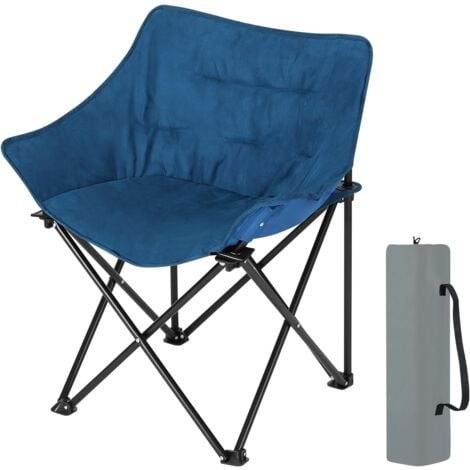 WOLTU 1x Camping Folding Chair, Comfy Plush Chairs with Portable Carry Bag for Camping, Garden, Fishing - Blue