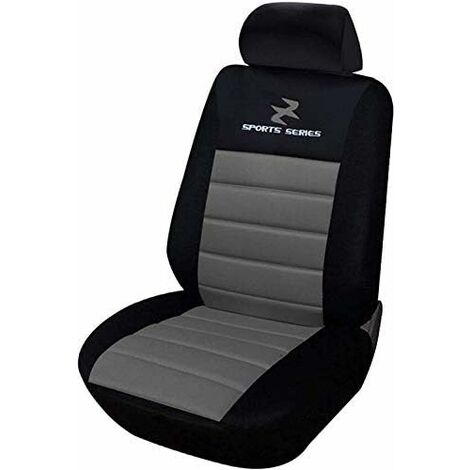 WOLTU 1x Fundas de Asiento para Coche Universal Delantero Cubierta para Asiento Automóvil sin Bolsa de Aire 100% Poliéster Negro/Gris