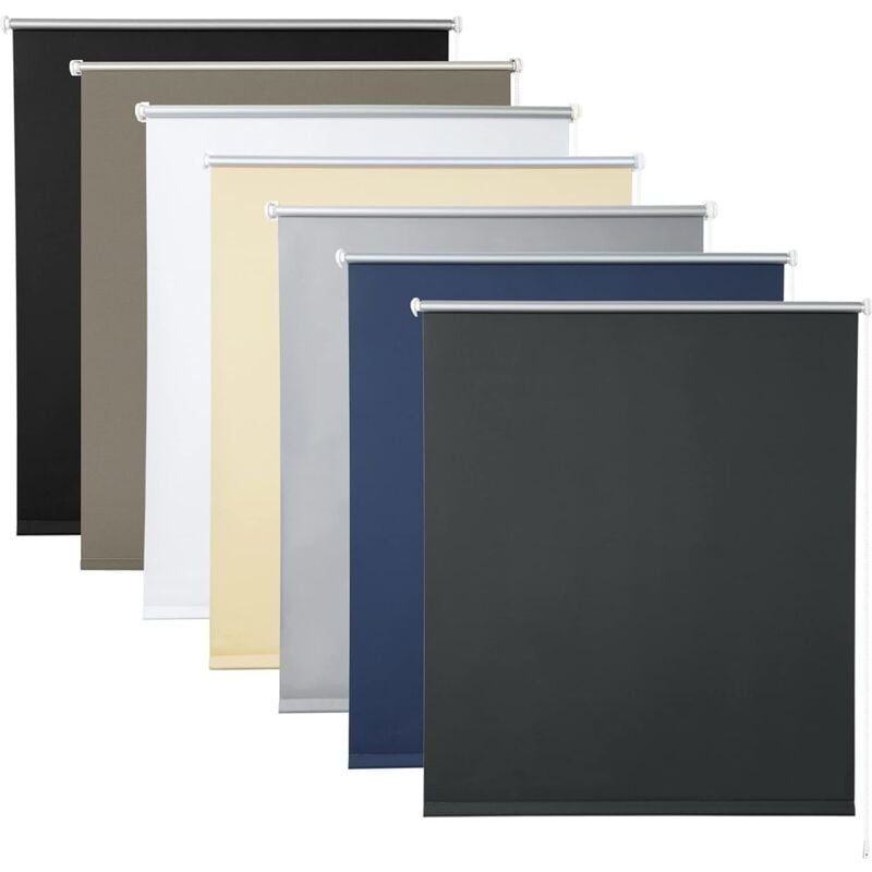 Woltu - Store Enrouleur occultant Isolant Thermique avec revêtement sans perçage 90x130cm, Anthracite