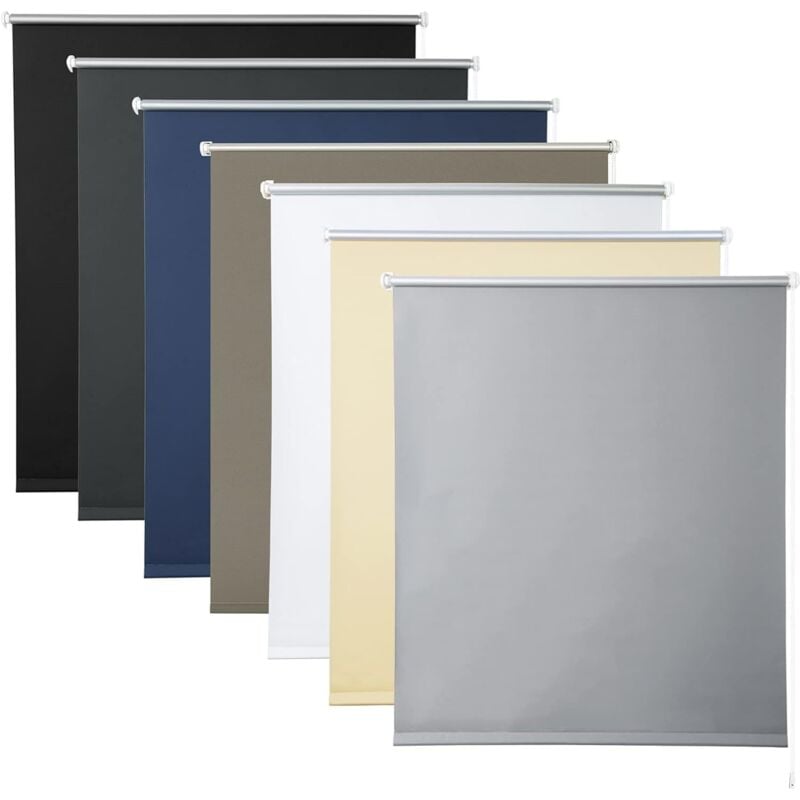 Woltu - Store Enrouleur occultant Isolant Thermique avec revêtement sans perçage 70x120cm, Gris