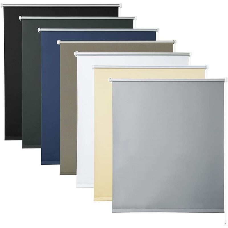 WOLTU 1x Store Enrouleur occultant, Isolant Thermique avec revêtement sans perçage, 120x160cm Gris, TR5700gr11