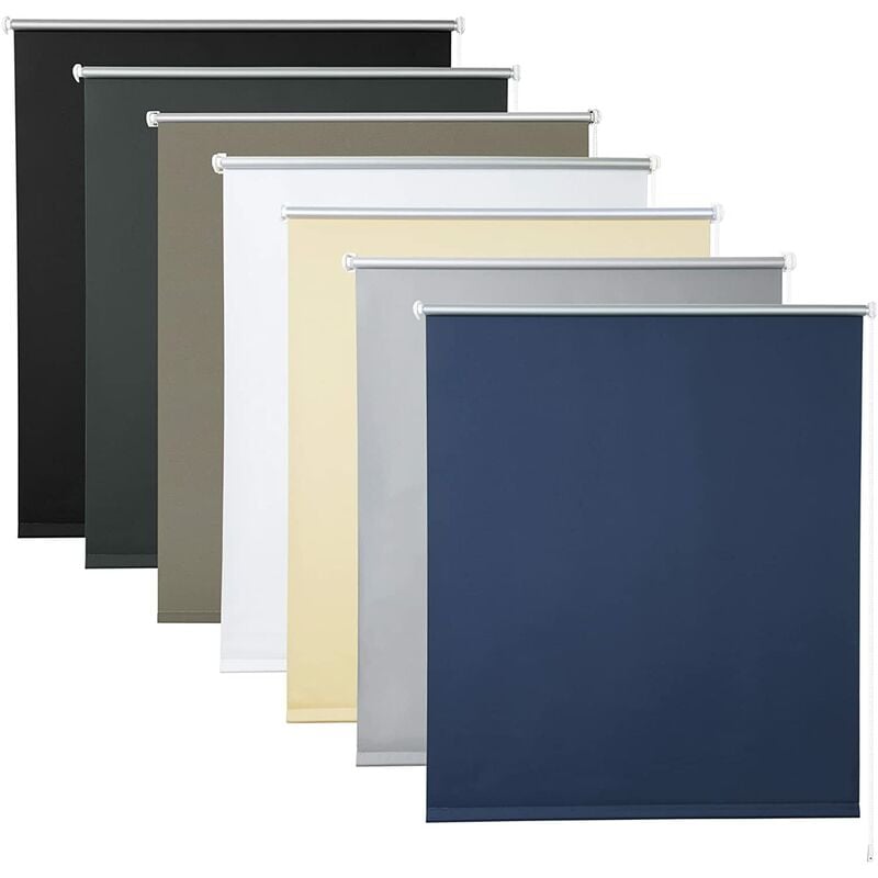 Woltu - 1x Store Enrouleur occultant, Isolant Thermique avec revêtement sans perçage, 90x160cm Bleu, TR5700bl06