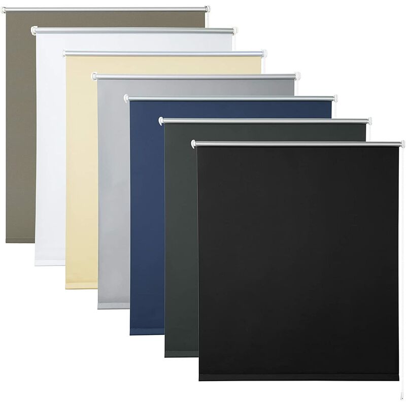 Woltu - 1x Store Enrouleur occultant, Isolant Thermique avec revêtement sans perçage, 100x210cm Noir, TR5700sz15