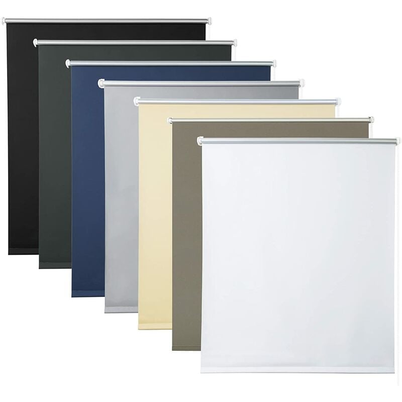 WOLTU 1x Store Enrouleur occultant, Isolant Thermique avec revêtement sans perçage, 120x160cm Blanc, TR5700ws11