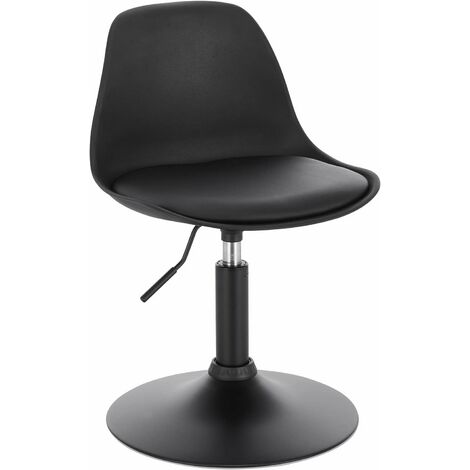 WOLTU 1X Taburetes con Respaldo Cuero Sintético Cocina Regulable en Altura Taburete Giratorio Peluquería Sillas Bar Taburete de Escritorio Negro 39.5-50.5cm de Altura