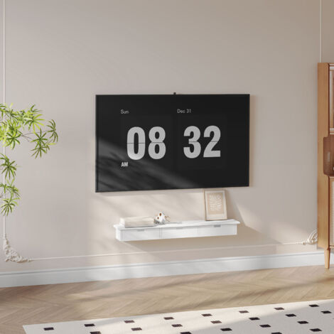 WOLTU 1x Wandregal, Wandboard mit 3 Schubladen, Hängeregal Schweberegal, bis 10 kg belastbar, für Küche Flur Wohnzimmer, 93.5x15x10 cm, Weiß