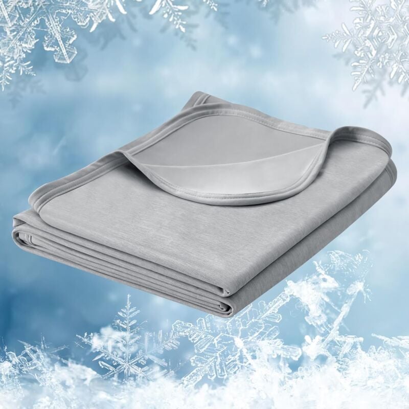 Woltu - Couverture d'Été, 100x120cm, Couverture Rafraîchissante Fibre Arc-Chill Double Face Couverture de Refroidissement, Gris Clair