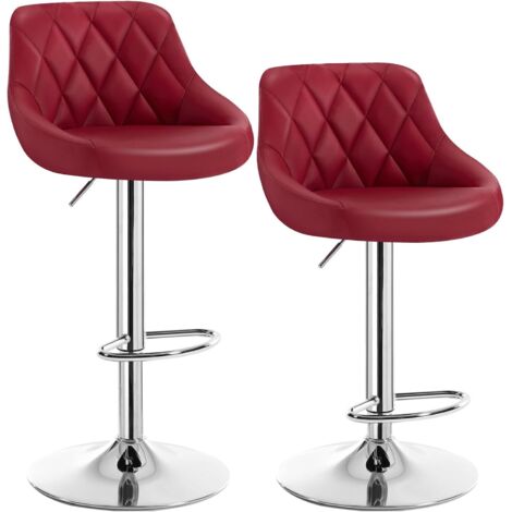 WOLTU 2 pcs bar stools chairs Breakfast Dining stools chairs for Kitchen Adjustable Dark Red